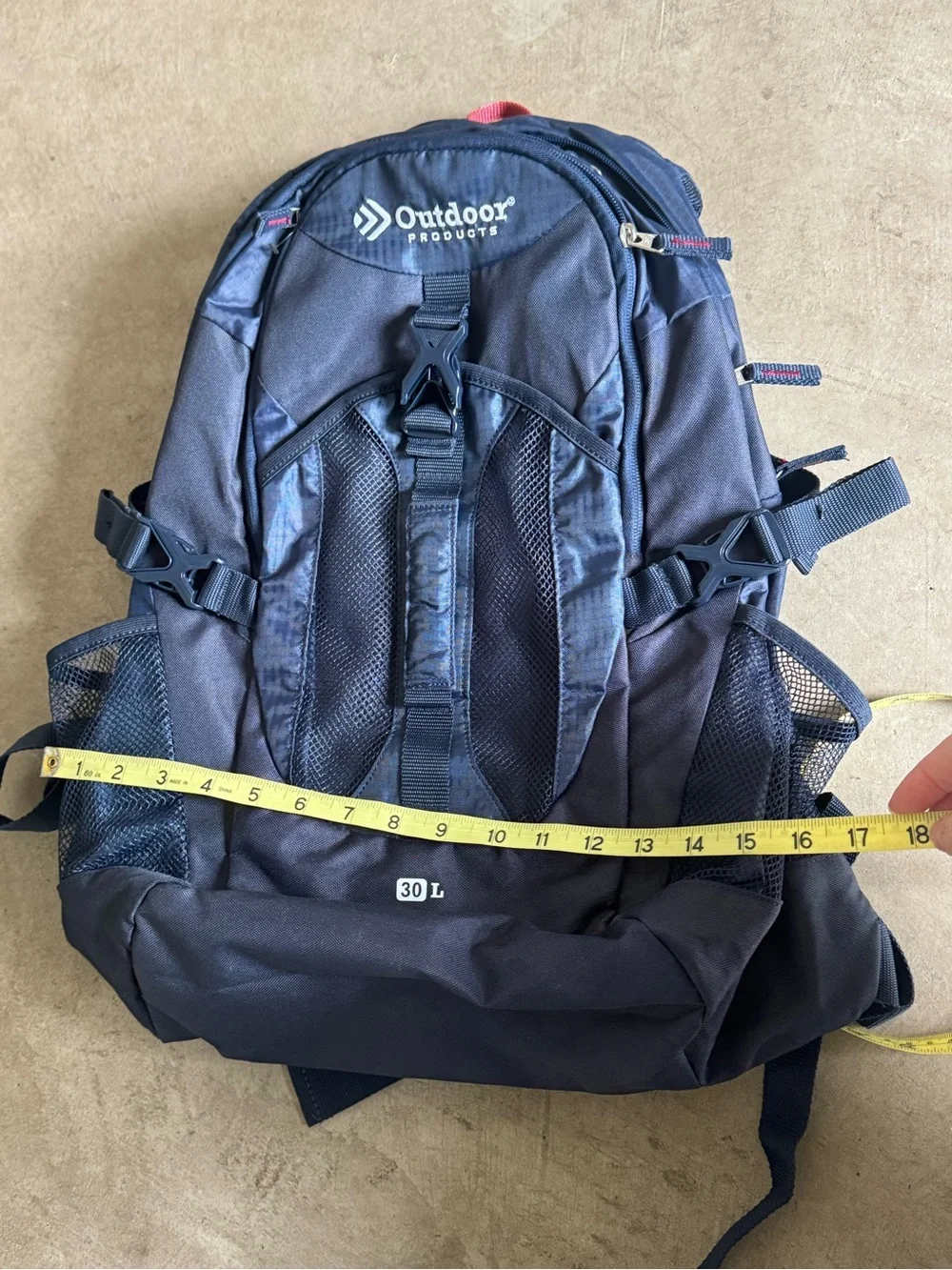 Outdoor Products Navy Blue 30L Backpack with Waist/Hip Belt